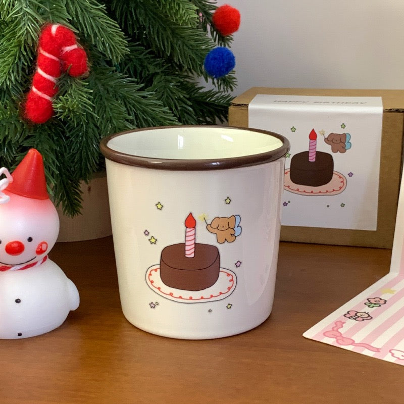Brown Birthday Cake Puppy Mug