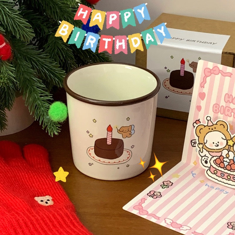 Brown Birthday Cake Puppy Mug