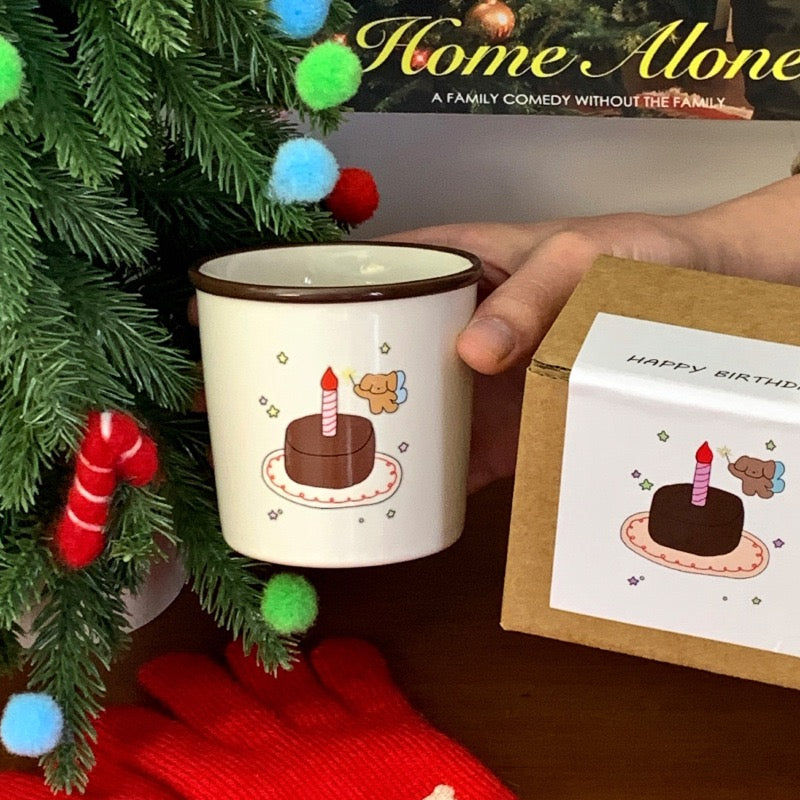 Brown Birthday Cake Puppy Mug