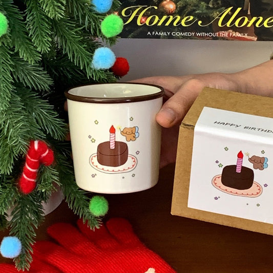 Brown Birthday Cake Puppy Mug