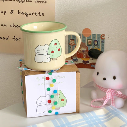 Green Apple Tree & Cat Ceramic Mug
