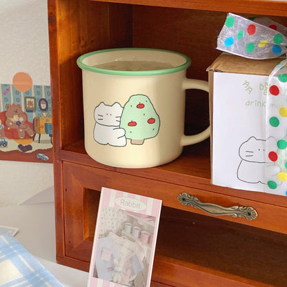 Green Apple Tree & Cat Ceramic Mug