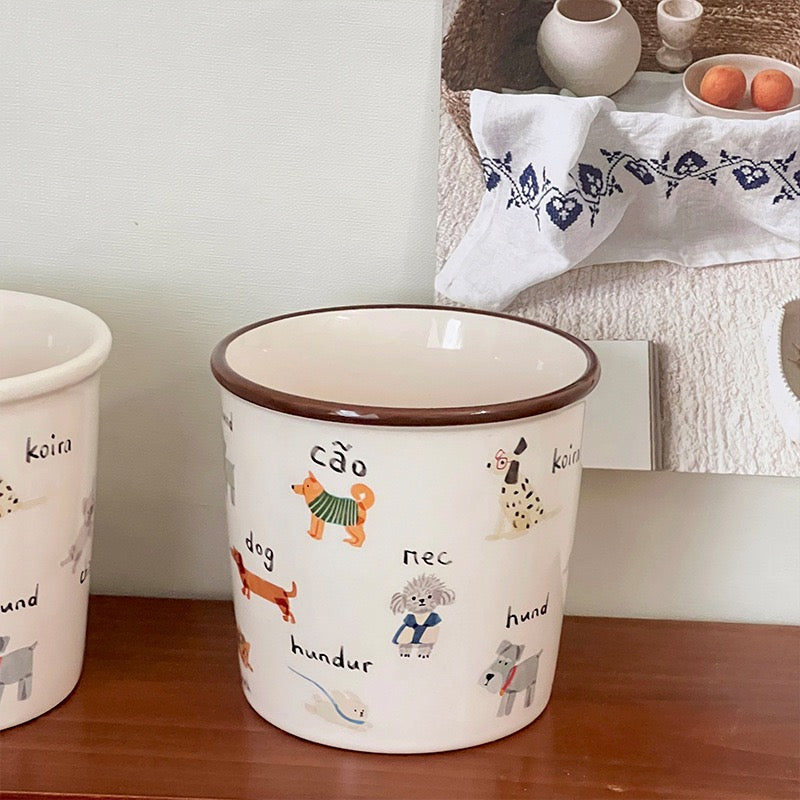 Cute Doodle Puppy Ceramic Handheld Mug