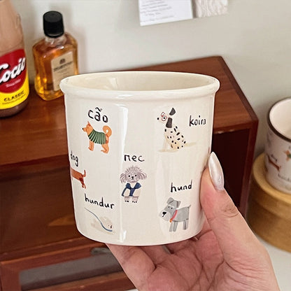 Cute Doodle Puppy Ceramic Handheld Mug