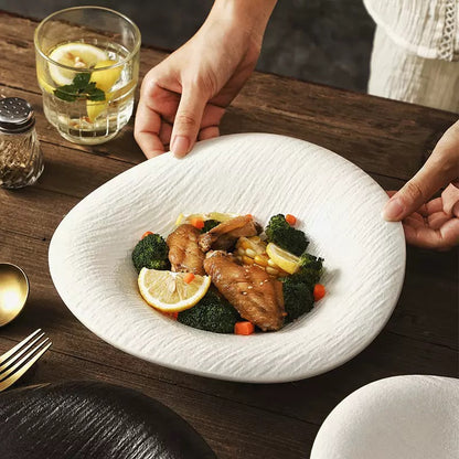 Stone-Texture Cloud-Shaped Ceramic Plate