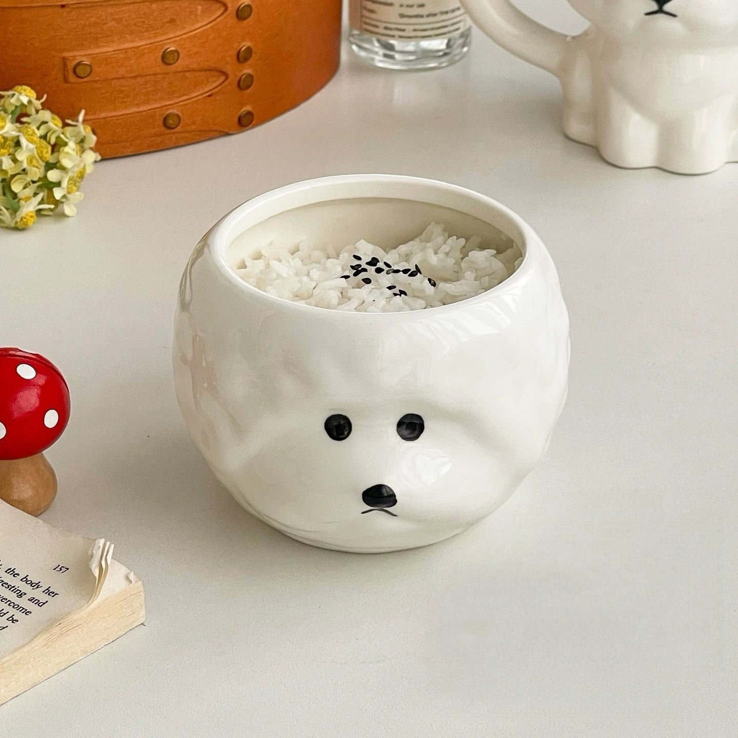 Cute Bichon Ceramic Rice Bowl