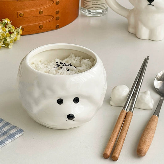Cute Bichon Ceramic Rice Bowl
