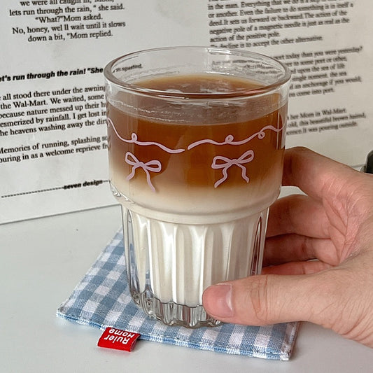 Bow Ribbed Glass Cup