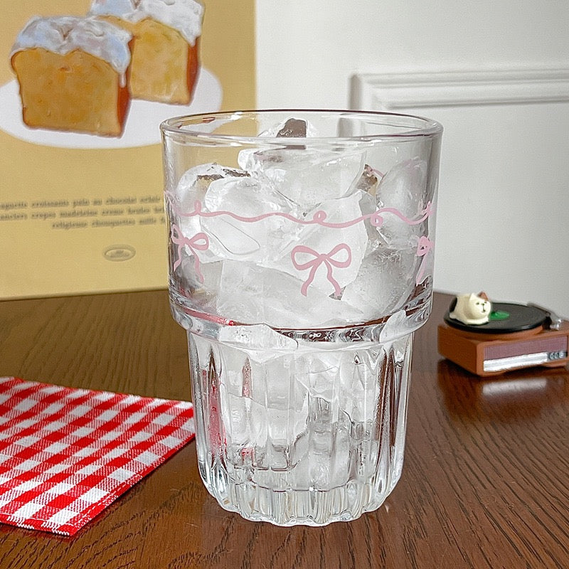 Bow Ribbed Glass Cup
