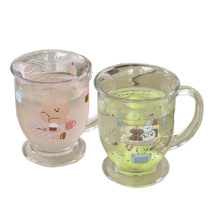 Snowman & Teddy Bear Handle Glass Cup