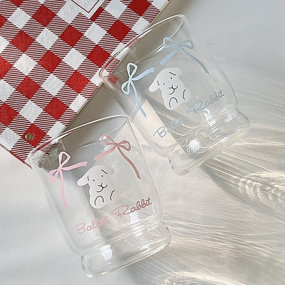 Cute Bunny Bow Glass Cup