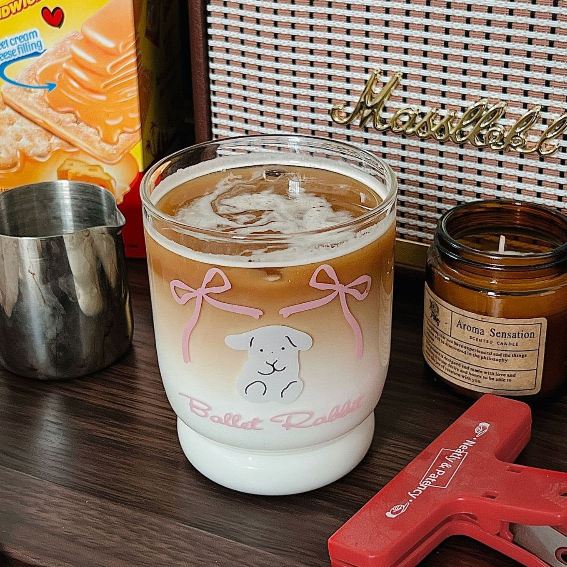 Cute Bunny Bow Glass Cup