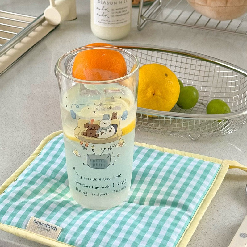Cozy Winter Snowman Glass Cup