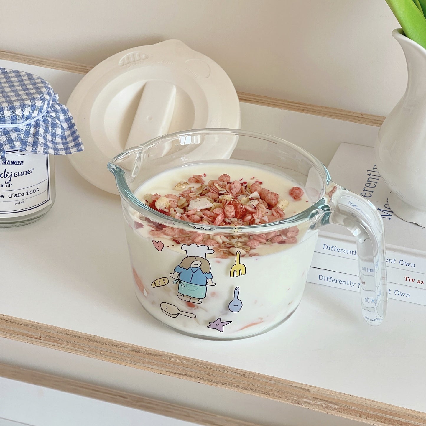 Cute Chef Girl Glass Bowl with Lid