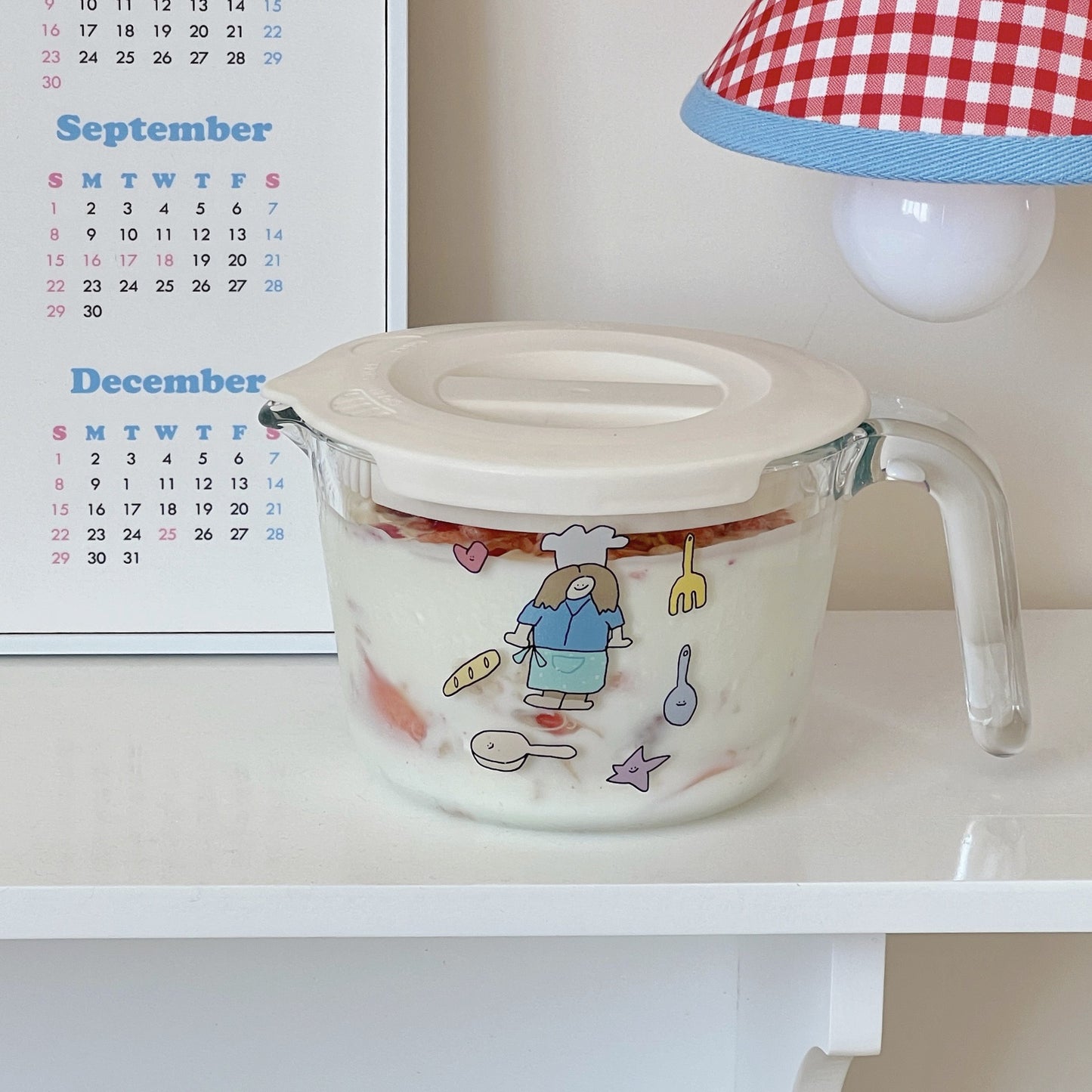 Cute Chef Girl Glass Bowl with Lid