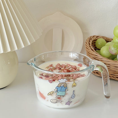 Cute Chef Girl Glass Bowl with Lid