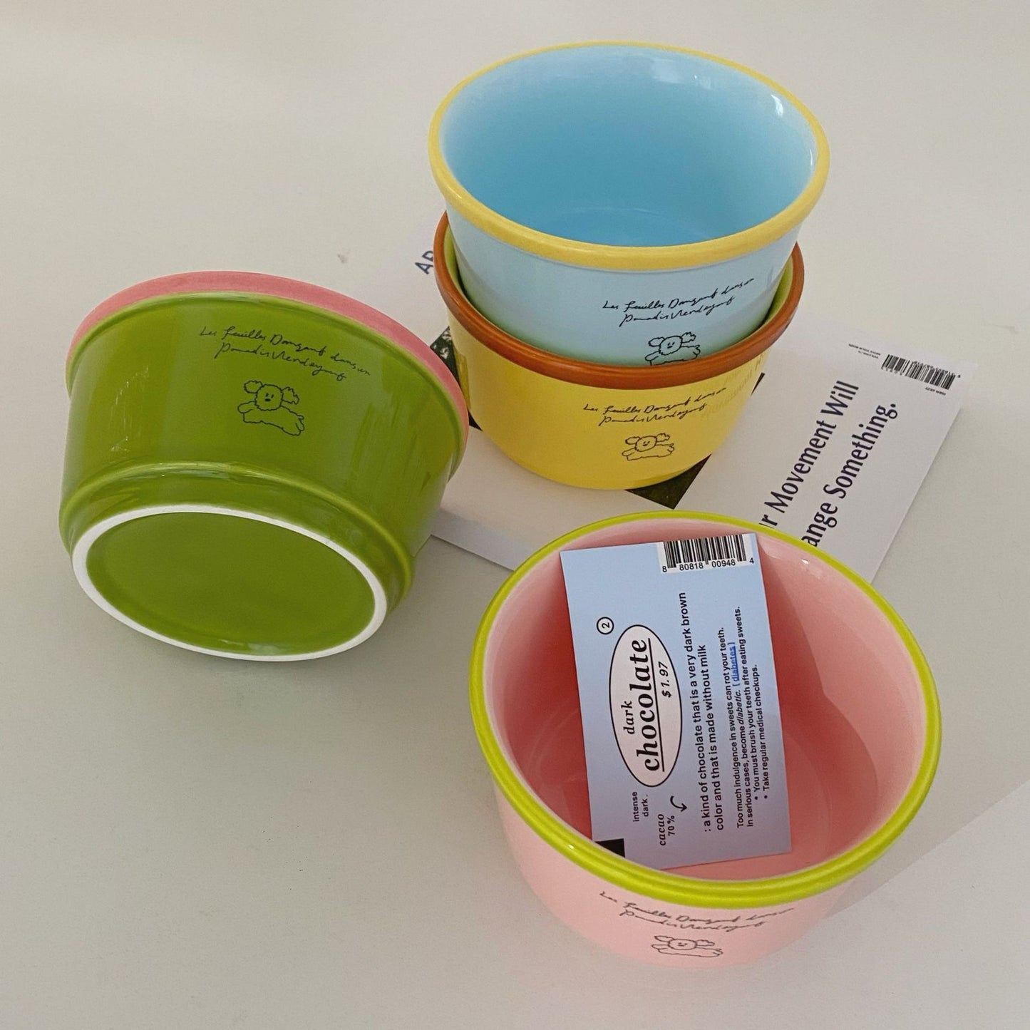 Dopamine Puppy Ceramic Bowl Set (Set of 4)