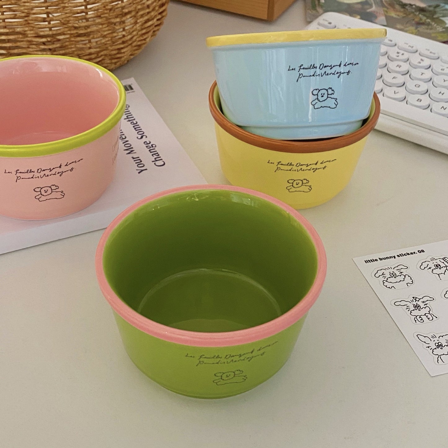 Dopamine Puppy Ceramic Bowl Set (Set of 4)
