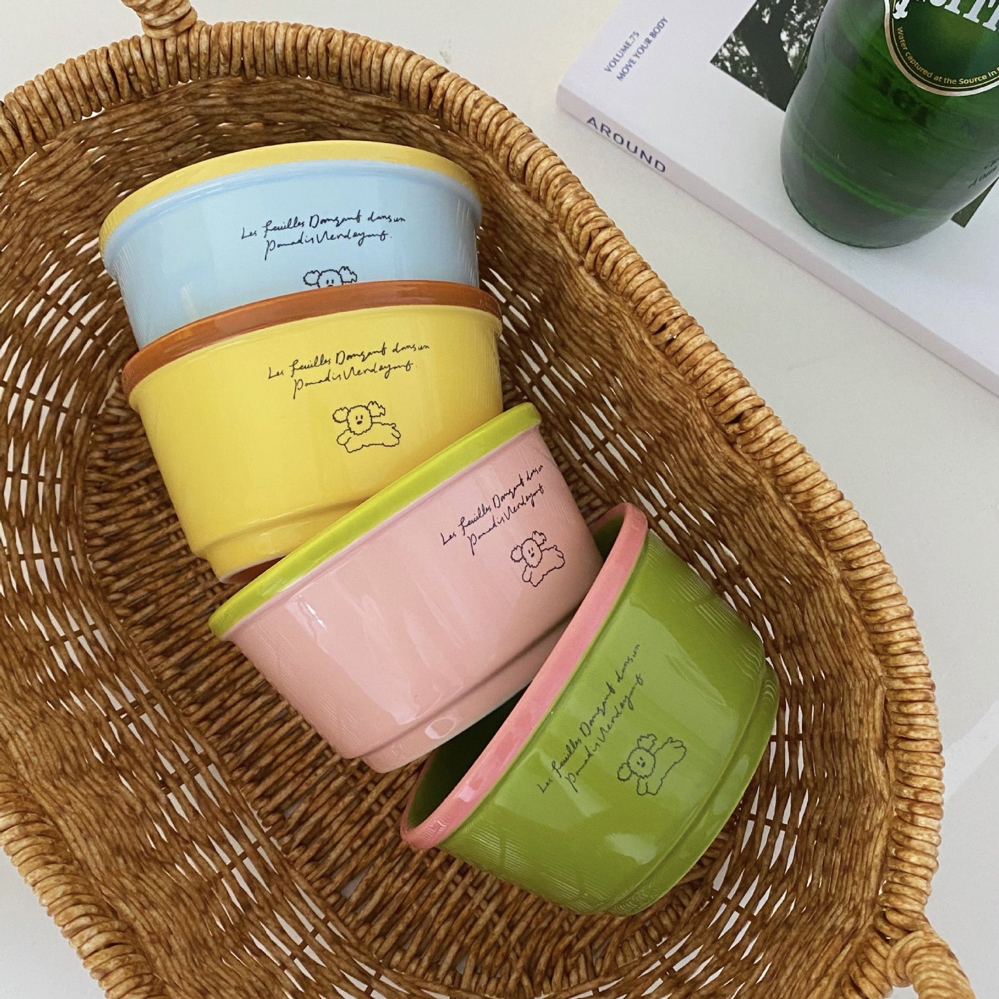 Dopamine Puppy Ceramic Bowl Set (Set of 4)