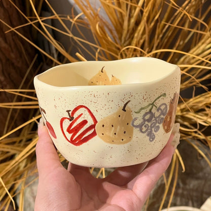 Hand-painted Fruit Doodle Ceramic Bowl & Plate Set