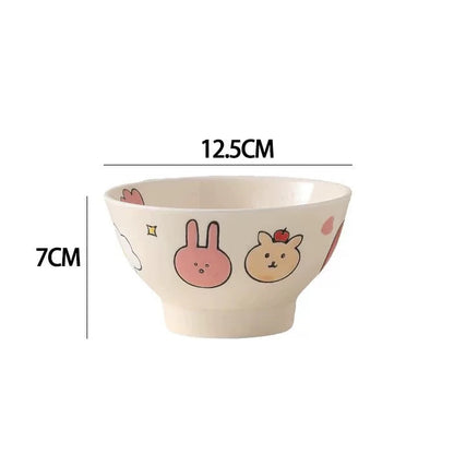 Hand-Painted Apple & Bunny Underglaze Ceramic Series