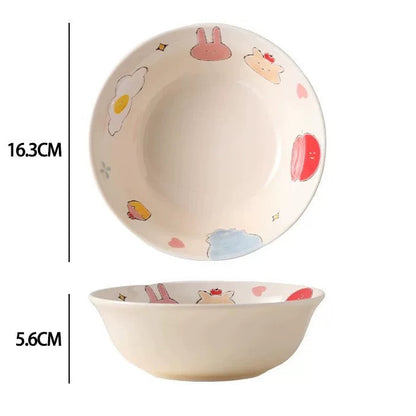 Hand-Painted Apple & Bunny Underglaze Ceramic Series