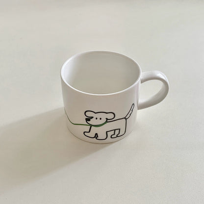 Korean Style Cute Leash Illustration Mug