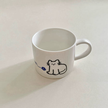 Korean Style Cute Leash Illustration Mug