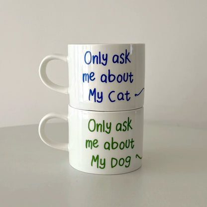 Korean Style Cute Leash Illustration Mug