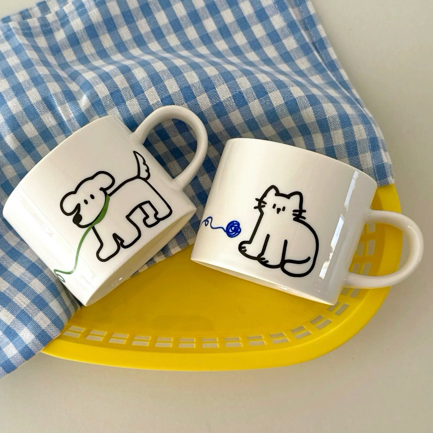 Korean Style Cute Leash Illustration Mug