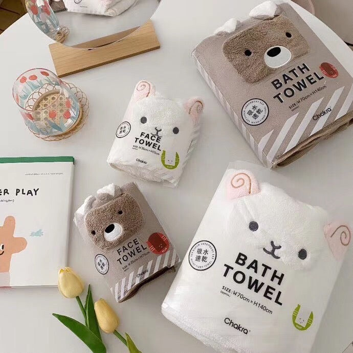 Ultra-Soft Cute Animal Bath Towel (Set Of 2)
