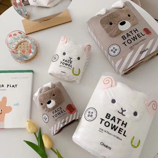 Ultra-Soft Cute Animal Bath Towel (Set Of 2)