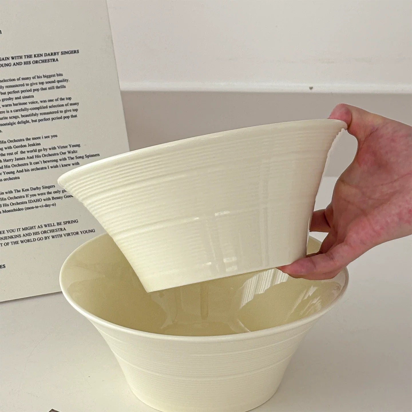 Cream Style Ceramic Large Soup Bowl