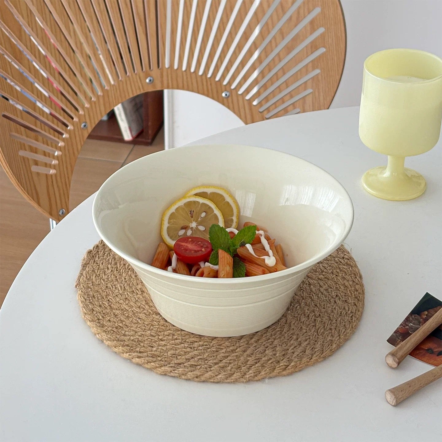 Cream Style Ceramic Large Soup Bowl