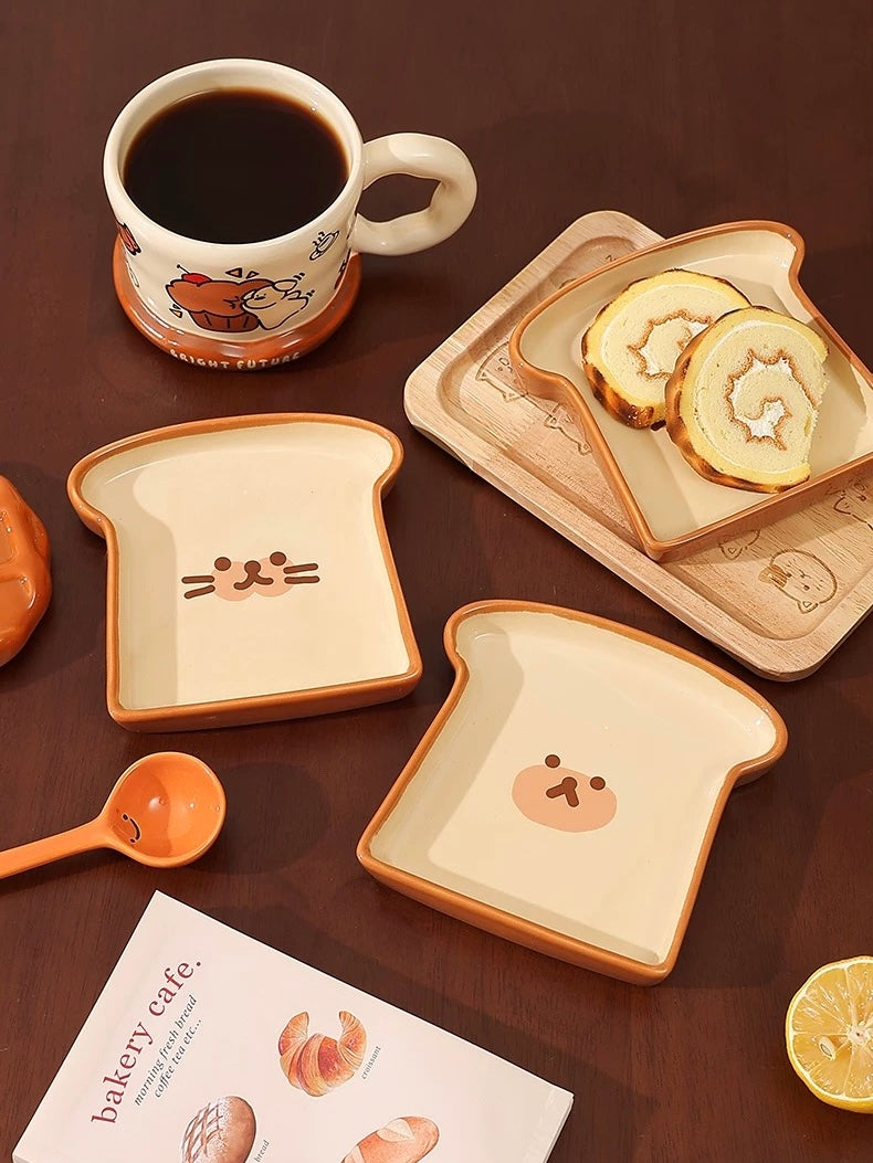 Cute Cat & Dog Toast-Shaped Breakfast Plate