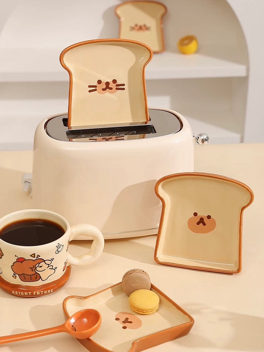 Cute Cat & Dog Toast-Shaped Breakfast Plate