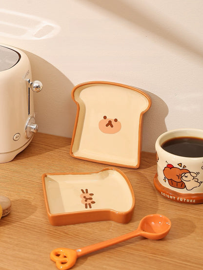 Cute Cat & Dog Toast-Shaped Breakfast Plate