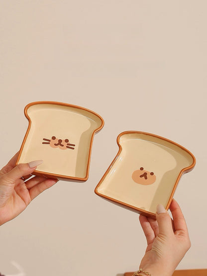 Cute Cat & Dog Toast-Shaped Breakfast Plate