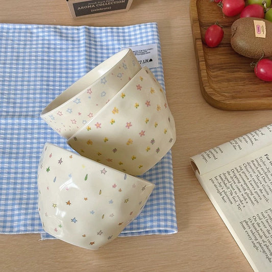 Butter Yellow Star Ceramic Bowl Set (Set of 3)