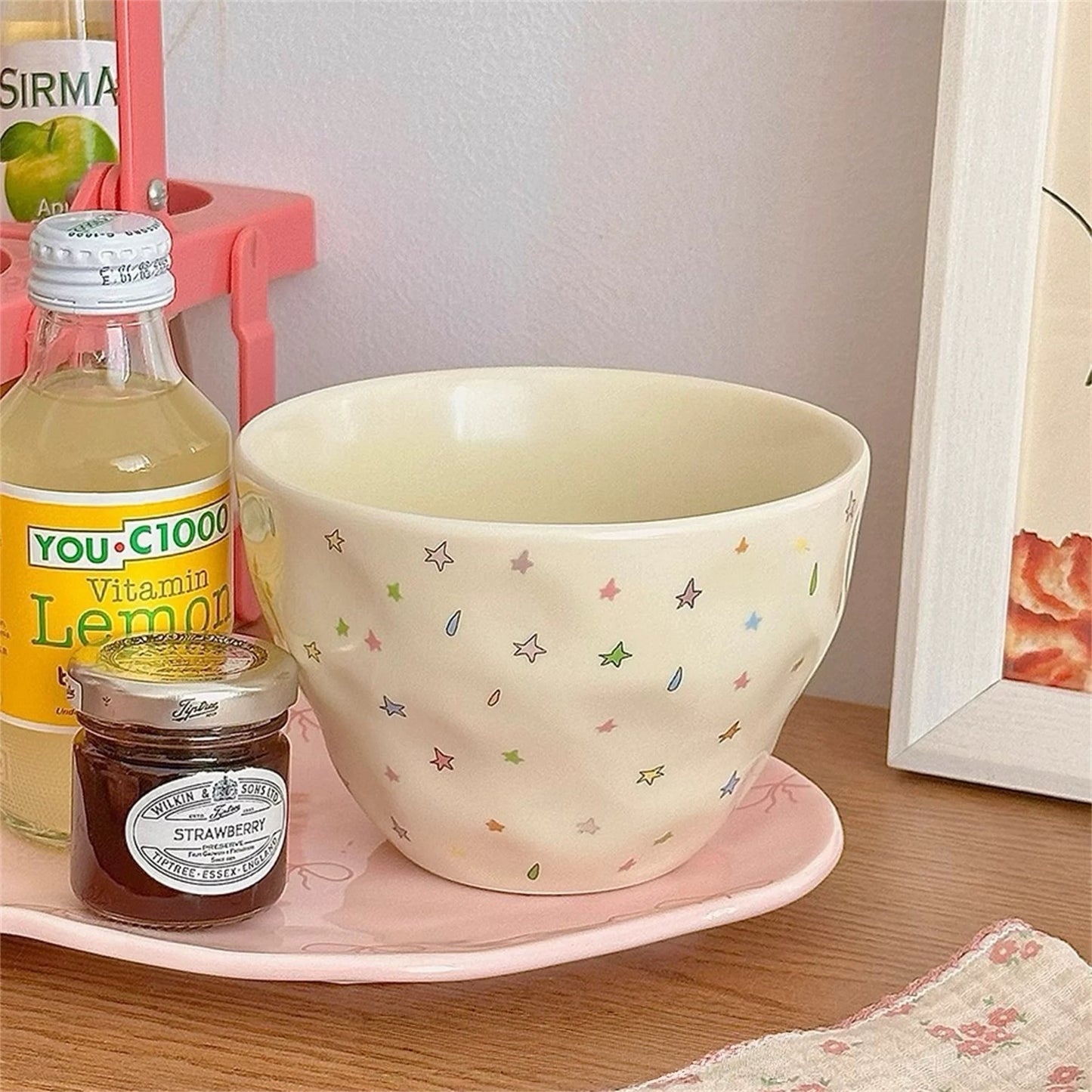 Butter Yellow Star Ceramic Bowl Set (Set of 3)