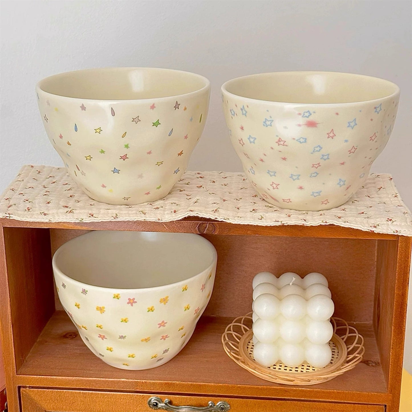 Butter Yellow Star Ceramic Bowl Set (Set of 3)