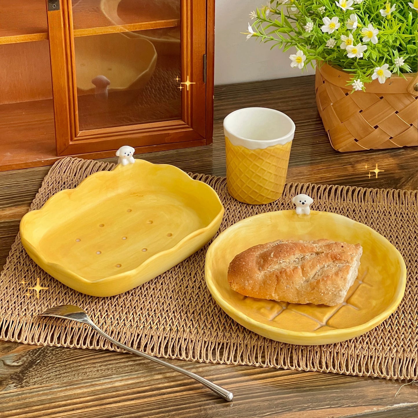 Pineapple Bun Puppy Ceramic Collection