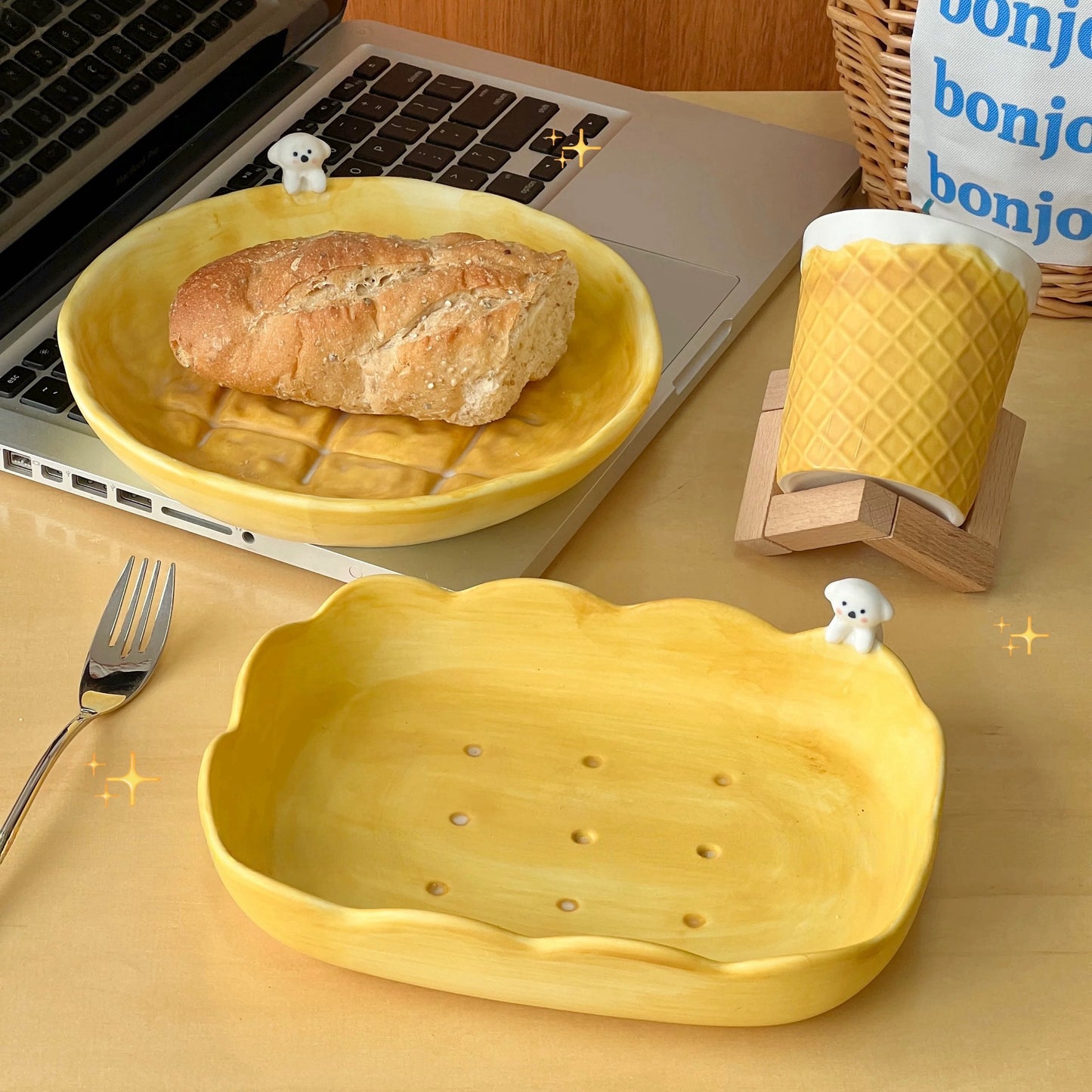 Pineapple Bun Puppy Ceramic Collection