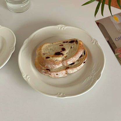 French Romantic White Embossed Wing Ceramic Plate