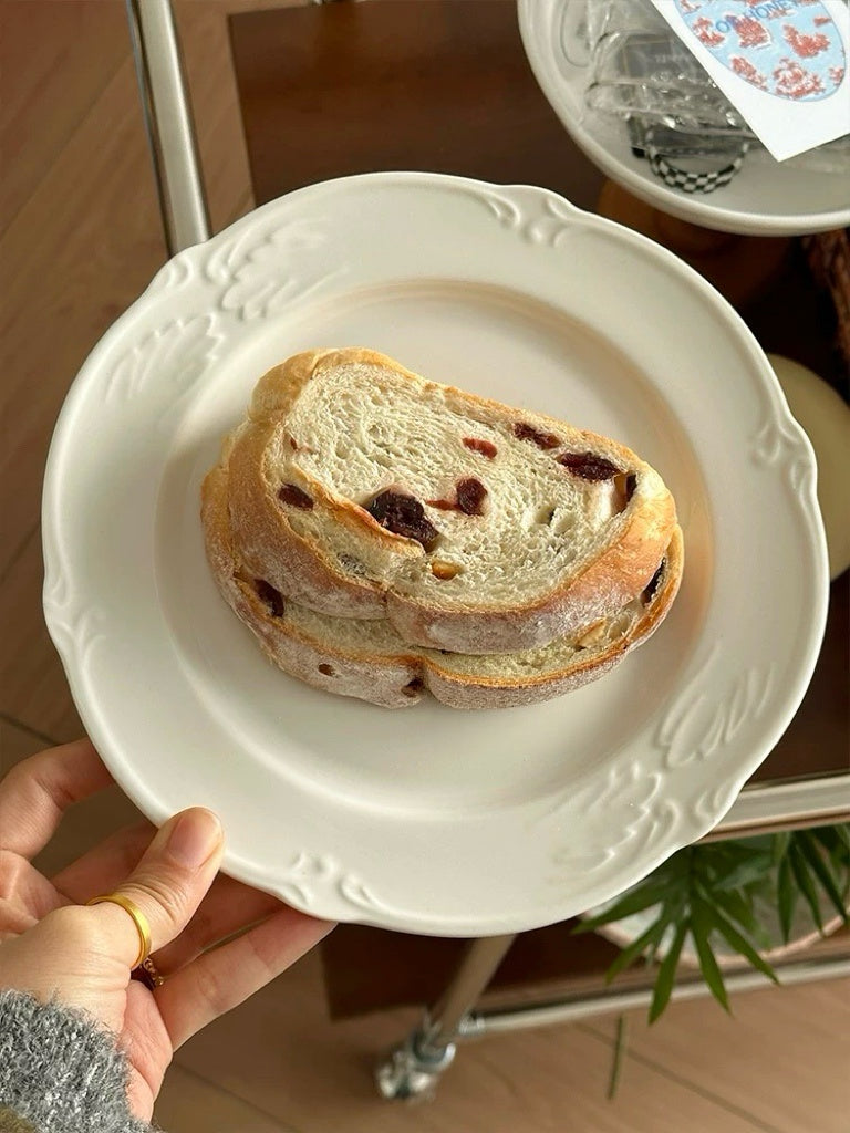 French Romantic White Embossed Wing Ceramic Plate