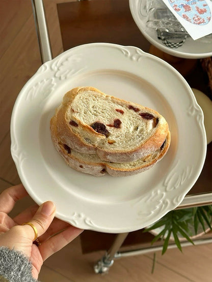 French Romantic White Embossed Wing Ceramic Plate