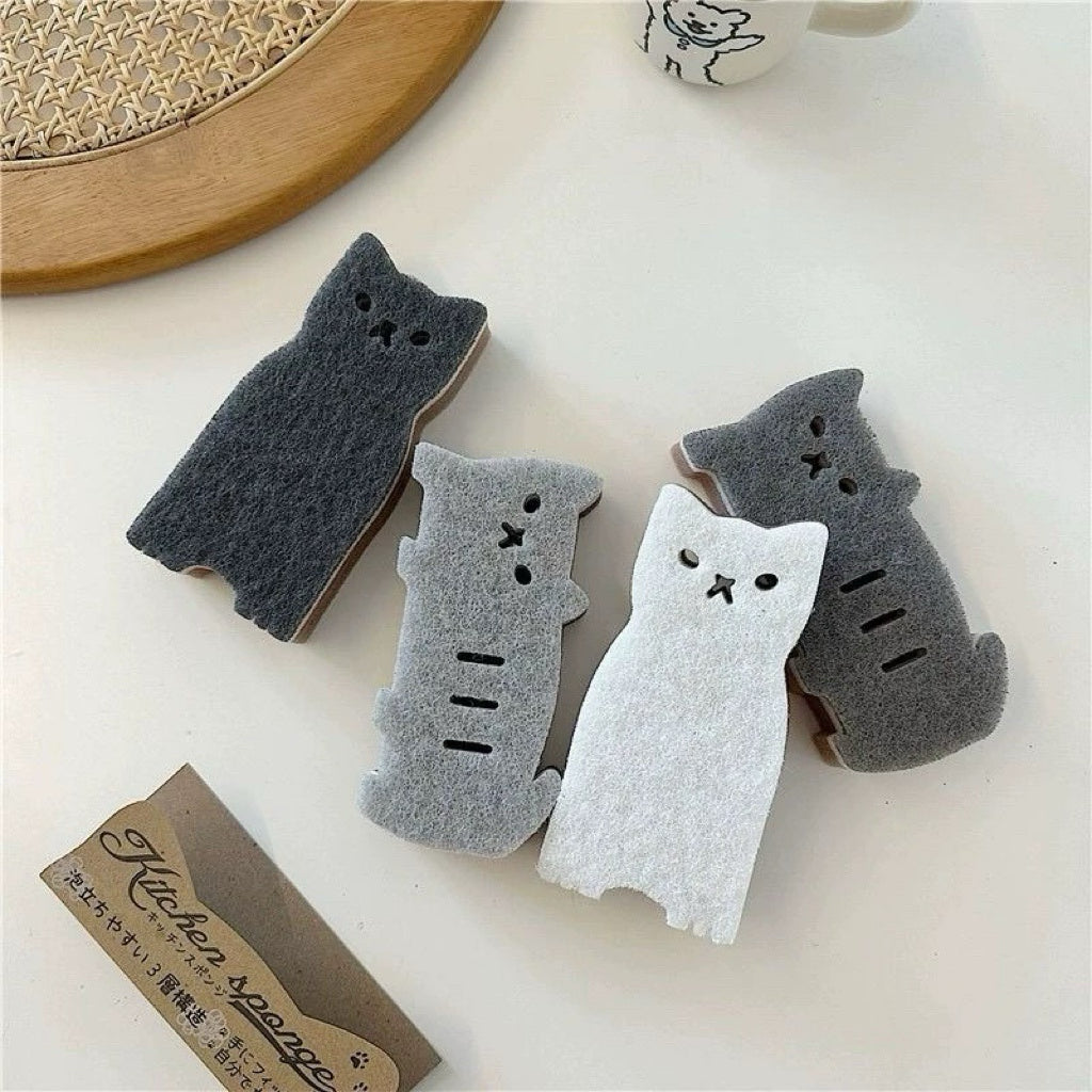 Cute Cat Sponge Scrubber (Set of 4)