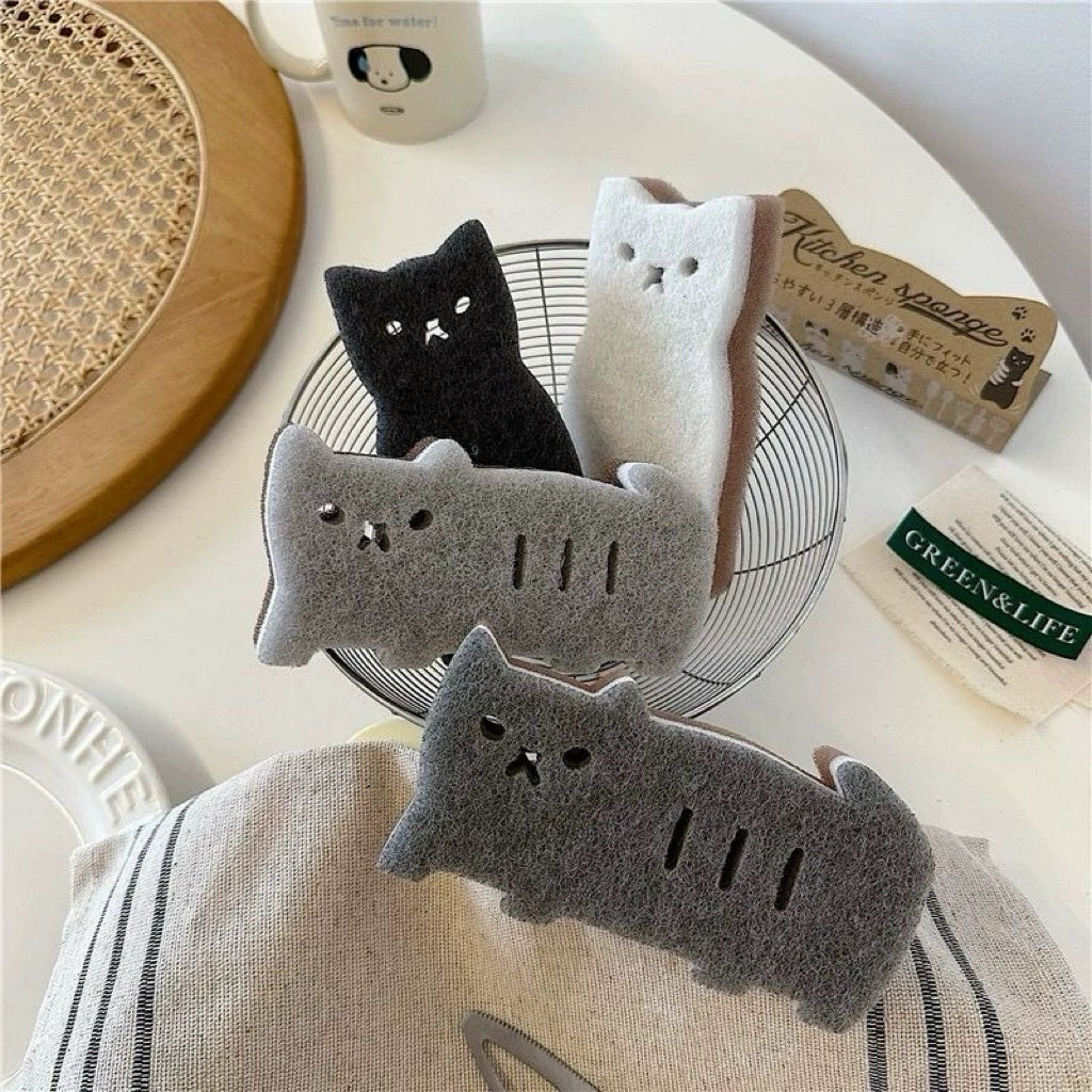 Cute Cat Sponge Scrubber (Set of 4)