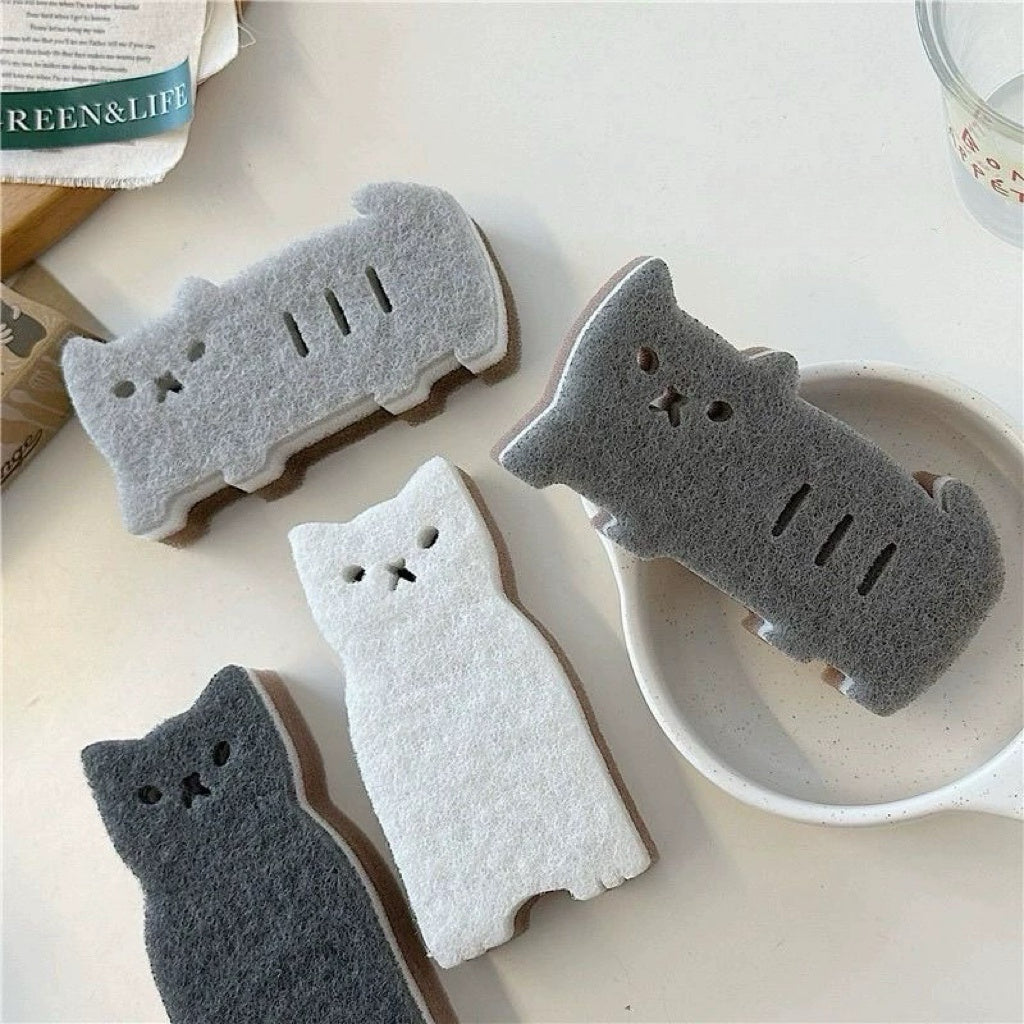 Cute Cat Sponge Scrubber (Set of 4)