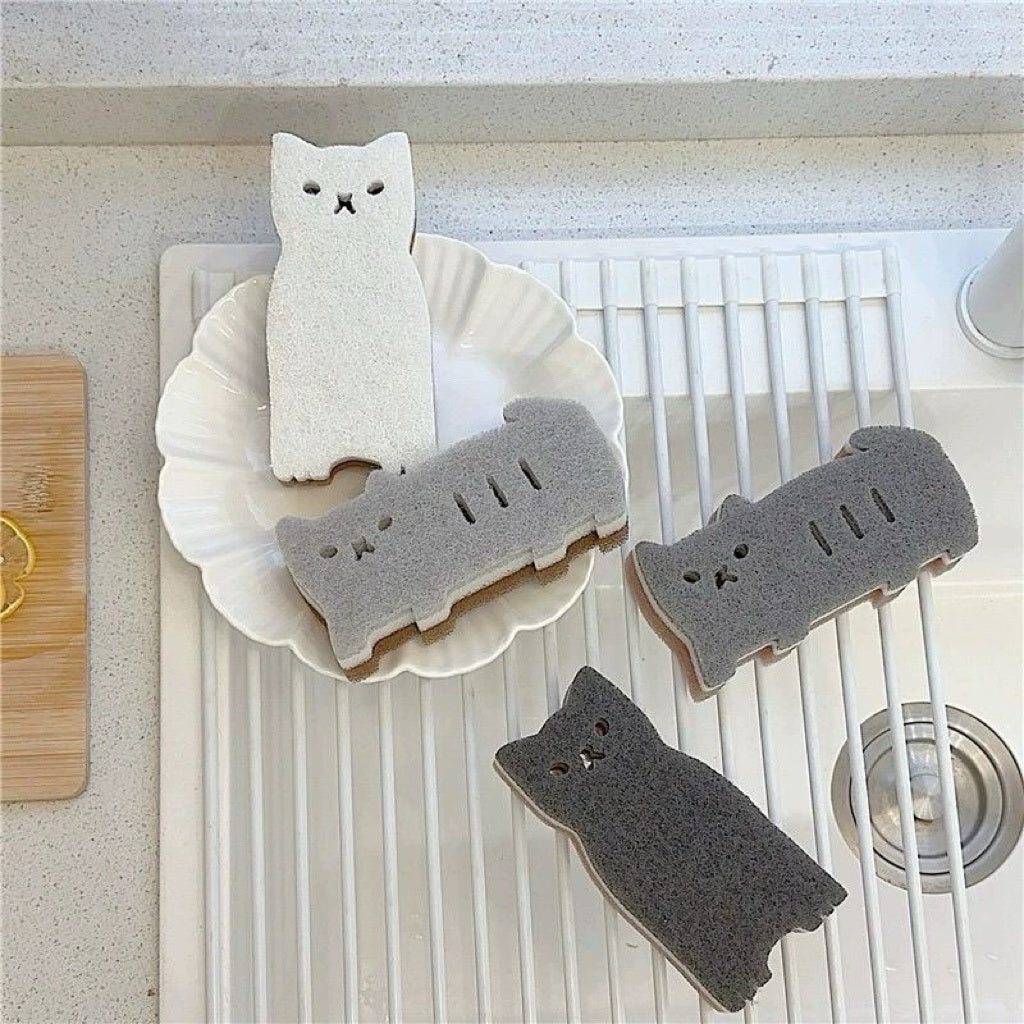 Cute Cat Sponge Scrubber (Set of 4)
